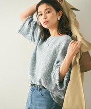 【洗える】ツイードドルマンブラウス