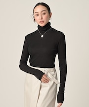 【洗える/レイヤードインナー】ナチュラルテレコハイネックプルオーバー