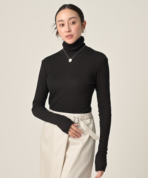 【洗える/レイヤードインナー】ナチュラルテレコハイネックプルオーバー