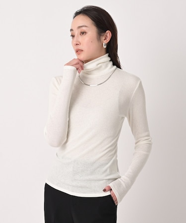 【洗える/レイヤードインナー】ナチュラルテレコハイネックプルオーバー