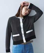 配色ハイゲージニットカーディガン