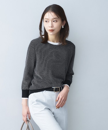 配色ハイゲージニットトップス