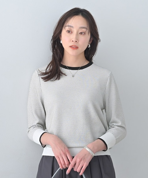 配色ハイゲージニットトップス