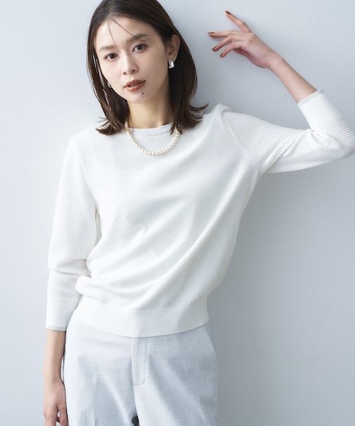 配色ハイゲージニットトップス