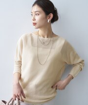 【古畑星夏さん着用/8色展開/程よい透け感】ドライタッチボートネックニット