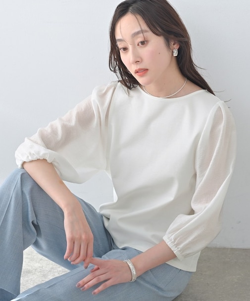 ポンチ袖ボリュームトップス
