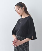 袖スリットニットプルオーバー