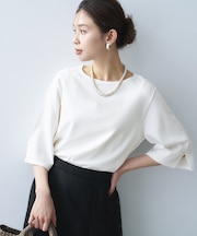 袖スリットニットプルオーバー