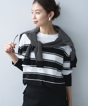 ボーダーボートネックニット