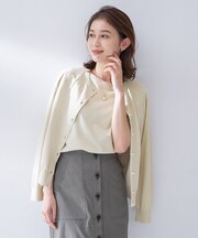 【古畑星夏さん着用/9色展開/アンサンブル可】コットンクルーネックカーディガン
