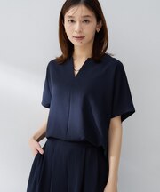 【夏の名品セットアップが今年も登場！/はっ水/遮熱】リラクミスト キーVネックブラウス