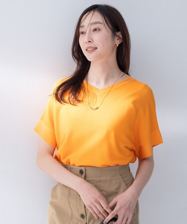 【古畑星夏さん着用/11色展開/体型カバー】前後2WAYフレンチスリーブニット