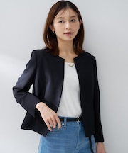 【洗える/短ジャケ】ミニマルシルエットジャケット