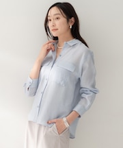 【接触冷感/シアー/前開きボタン】ドライタッチシャツ
