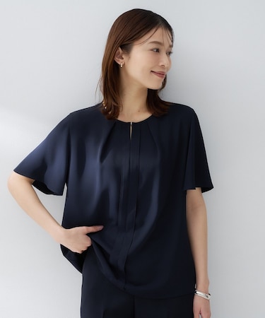 【洗える/スーツインナー】ジョーゼットミニマルブラウス