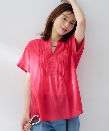 【コットン100/シアー感】モダンクラフトブラウス