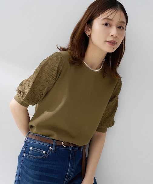 【洗える】エレガンススリーブニット