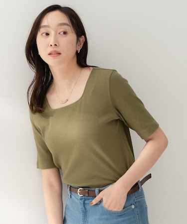 【羽織り物インナーにおすすめ】スクエアネックプルオーバー