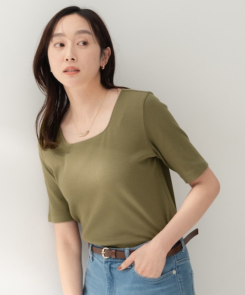 【羽織り物インナーにおすすめ】スクエアネックプルオーバー