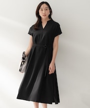 【UVカット/接触冷感/遮熱/通気性】スラブバンドカラーワンピース