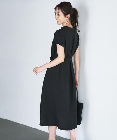 【UVカット/接触冷感/遮熱/通気性】スラブバンドカラーワンピース