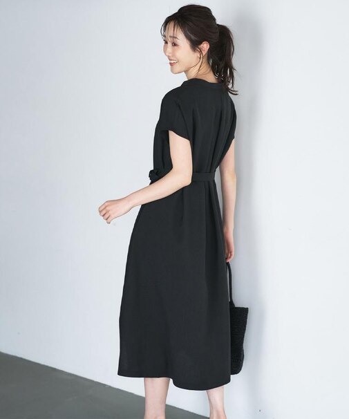 【UVカット/接触冷感/遮熱/通気性】スラブバンドカラーワンピース