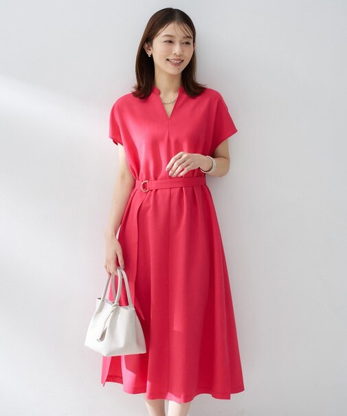 【UVカット/接触冷感/遮熱/通気性】スラブバンドカラーワンピース