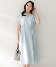 【UVカット/接触冷感/遮熱/通気性】スラブバンドカラーワンピース