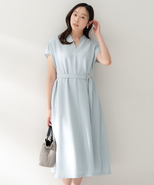 【UVカット/接触冷感/遮熱/通気性】スラブバンドカラーワンピース