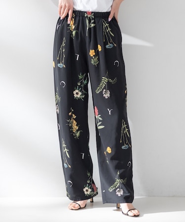【Liyoca】ボタニカルプリントイージーパンツ