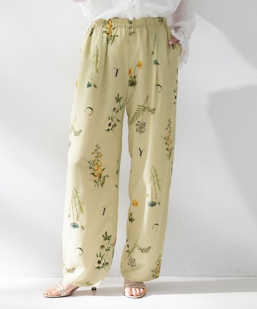 【Liyoca】ボタニカルプリントイージーパンツ