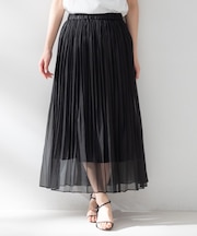 【ウエストゴム/洗える/エレガント】エアリーシアープリーツスカート