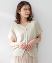 【洗える/前開きボタン】ドライタッチスリーブレスカーディガン