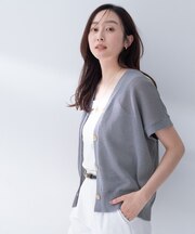 【洗える/前開きボタン】ドライタッチスリーブレスカーディガン