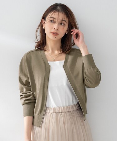 【アンサンブル可/日除け・冷房対策】シアーレーヨンZIPカーディガン