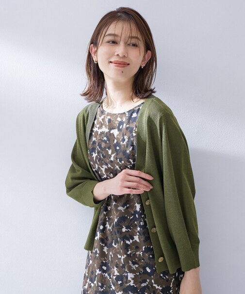 【アンサンブル可/シアー】リネンエステルカーディガン