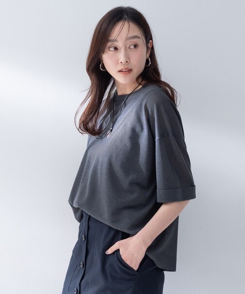 【アンサンブル可/Tシャツ風/ゆったり】リラックスニットトップス