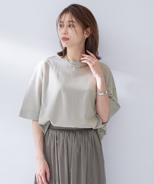 【アンサンブル可/Tシャツ風/ゆったり】リラックスニットトップス