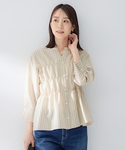 ストライプシャーリングブラウス