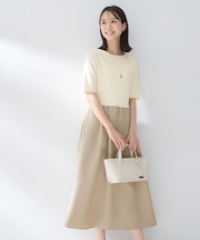 【一枚でサマ見え】ニットドッキングジャガードワンピース