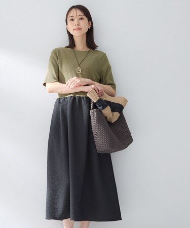 【一枚でサマ見え】ニットドッキングジャガードワンピース