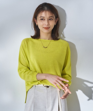 【ゆったり/リラクシー】リネンボートネックプルオーバー