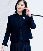 【洗える／ストレッチ性／軽い】ノーカラージャケット