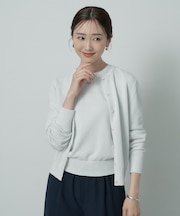 【アンサンブル可】ラメ混クルーネックカーディガン