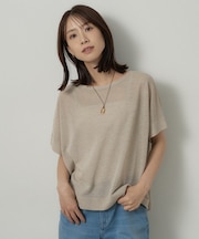 【アンサンブル可/品のある透け感】Tシャツ風ニットトップス