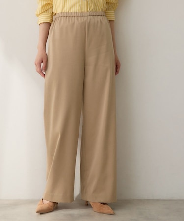 【ウエストゴム】シャイニーキュプラワイドパンツ