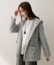 【軽アウター/秋羽織り】シャギーフーディ―カーディガン