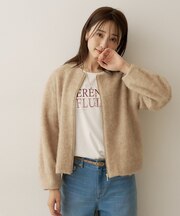 【軽アウター/秋羽織り】シャギージップカーデ