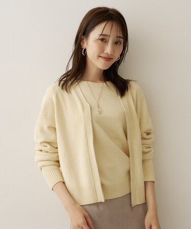 【アンサンブル可/秋羽織り】杢調ジップカーディガン