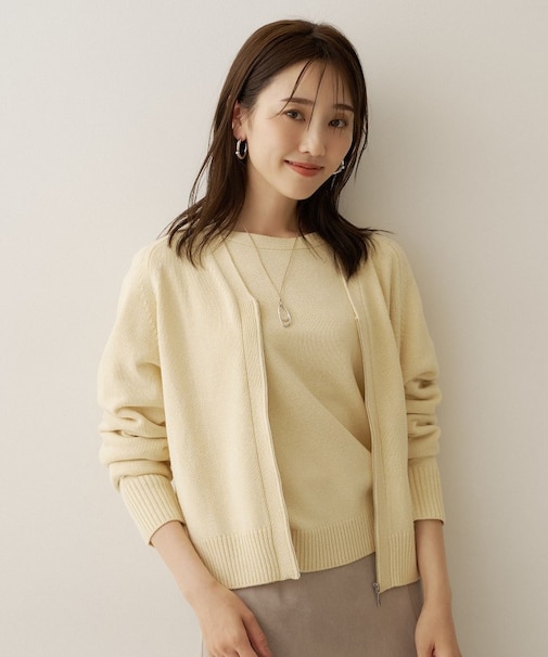 【アンサンブル可/秋羽織り】杢調ジップカーディガン